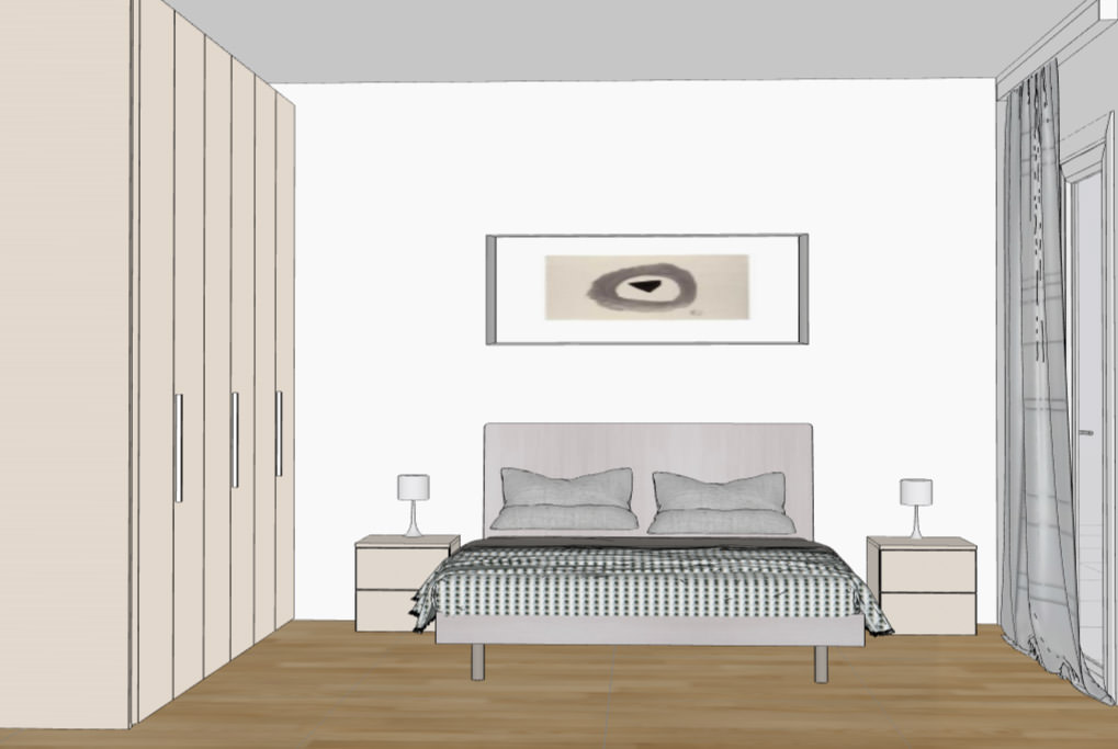camera da letto con armadio battente 6 ante economico progetto di fontana arreda interior designer milano