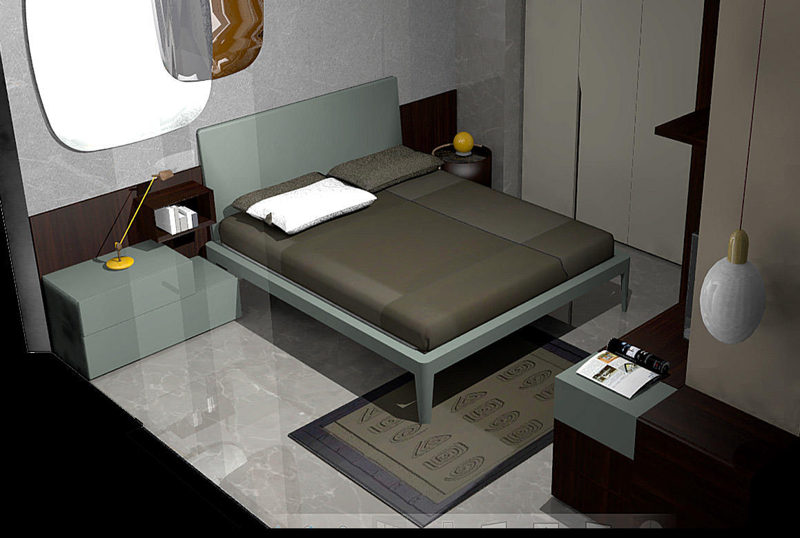 fontana arreda milano interior designer progetto camera da letto rendering arredamento su misura