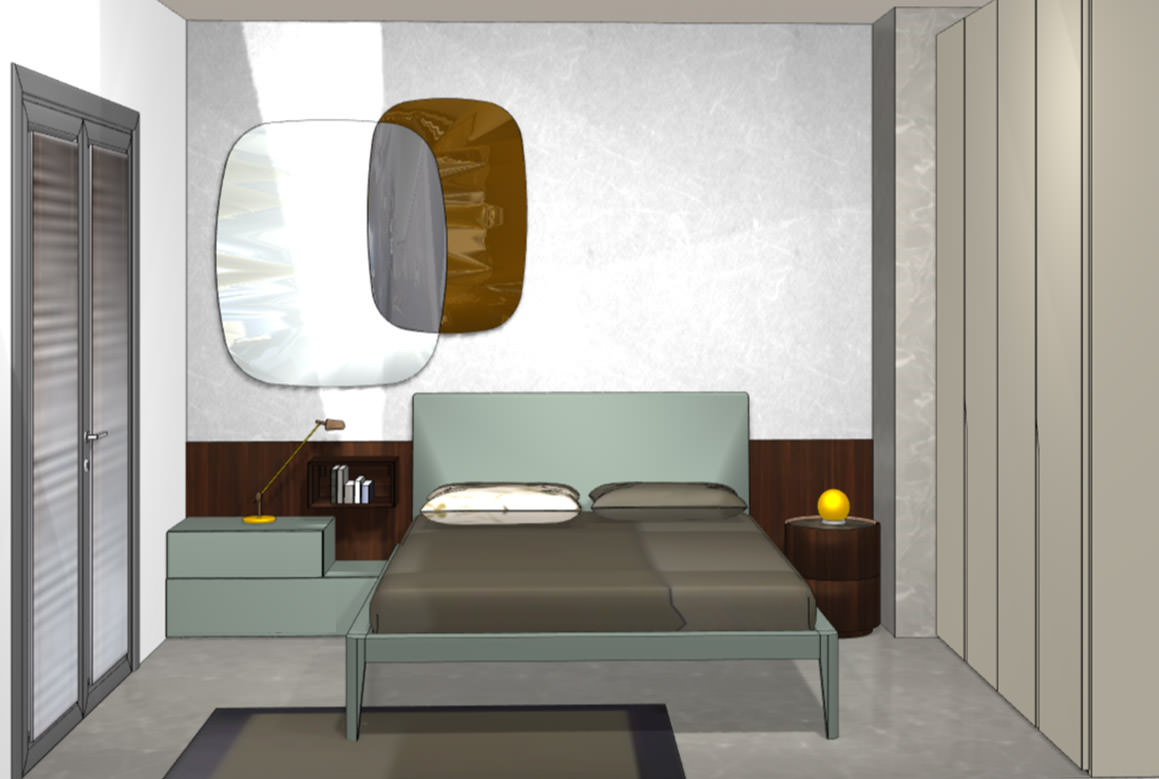 fontana arreda milano interior designer progetto camera da letto spillo pianca laccato con boiserie comodini armadio manhattan