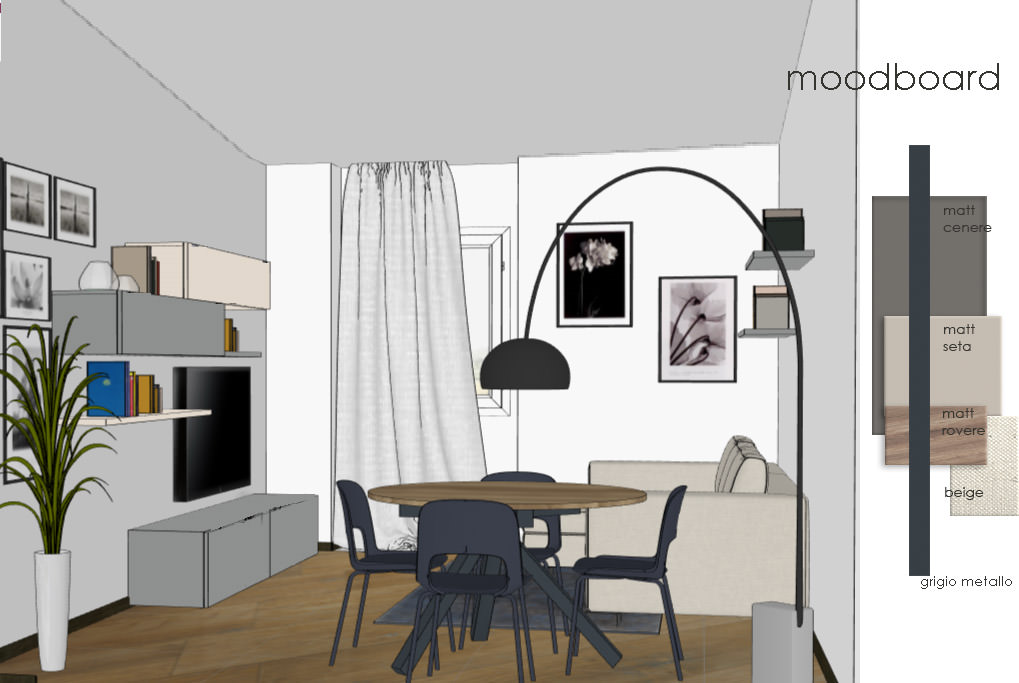moodboard per arredamento living progetto di fontanamiarreda interior designer milano via vigevano