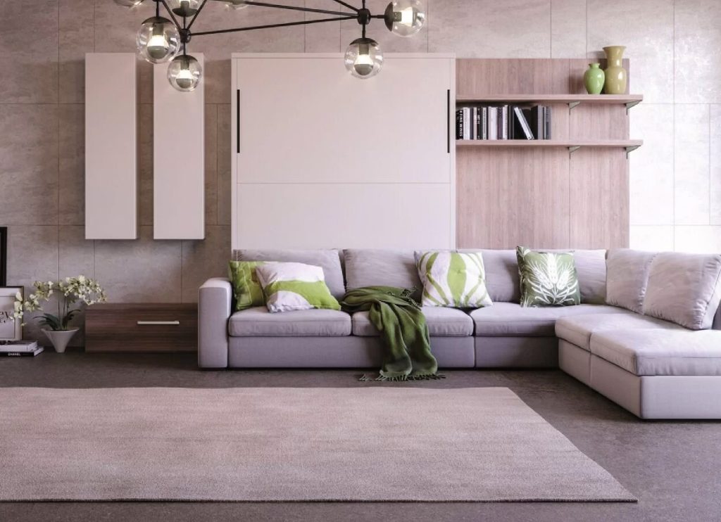 mobili per il soggiorno living con il divano e il letto che scende
